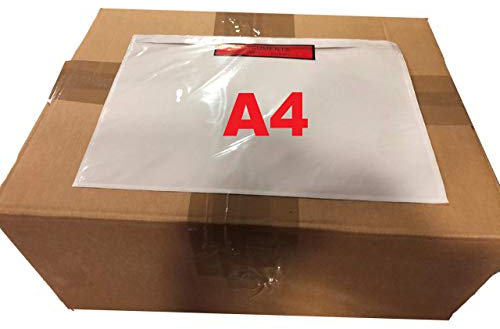 500 Pochettes document ci-inclus A4 Format 31,5 x 22,5 cm Plastique Incolore Pochette Porte Document Adhésive Autocollante a Coller sur carton