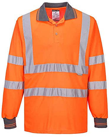 Portwest S277 Comfortable Reflective Hi-Vis Polo Shirt L/S Orange, 4X-Large