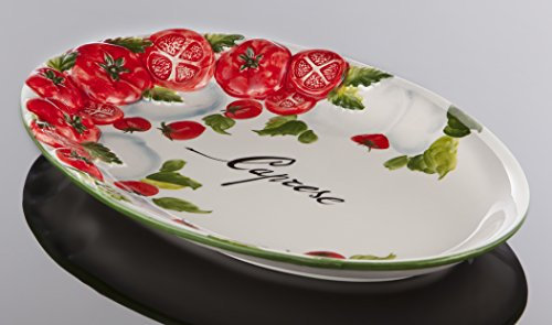 Bassano Ausgefallene italienische Keramik, ovale Tomaten Caprese Servierplatte 30x19