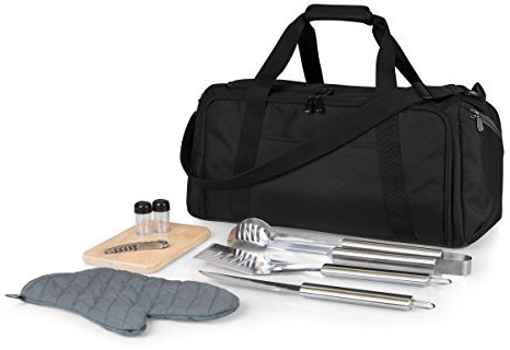 ONIVA - a Picnic Time brand BBQ Kit Grill Set & Cooler, Professional BBQ Accessories Set with Case for Outdoor, Complete Grill Accessories Kit with Cooler Bag, (Black)