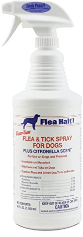Farnam Flea Halt! Water-Based Flea & Tick Spray for Dogs Plus Citronella Scent, 40 fl oz