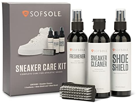 Sof Sole Sneaker Care Kit with Cleaner, Freshener, Shoe Shield and Scrub Brush
