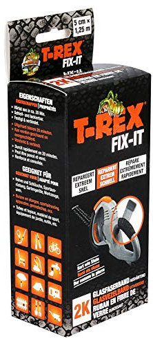 T-Rex Fix-It Glasfaser Reparatur-Set – Wasserdichtes, hitzebeständiges Klebeband zum Reparieren & stabilen Fixieren für innen & außen – 50mm x 1,25m