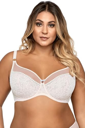 AVA 1396 Soft BH Damen Unterwäsche Gemustert Seitenstäbchen Regulierbar Setteil, Weiß,75G