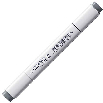 COPIC Classic Marker Typ C - 6, cool gray No. 6, professioneller Layoutmarker, alkoholbasiert, mit einer breiten und einer feinen Spitze