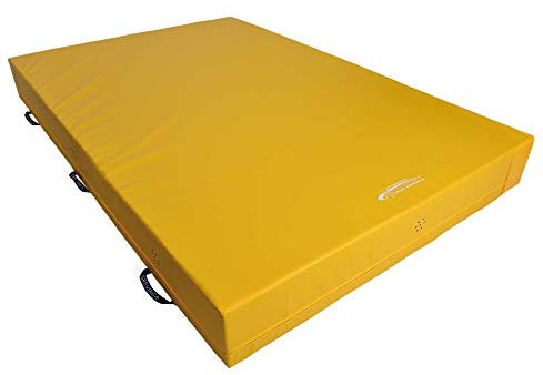 Grevinga Weichbodenmatte RG 23/25 kg/m³ nach DIN EN 12503-1 Typ 8 | Fallschutz | Turnmatte | Weichboden (200 x 150 x 30 cm, Gelb)
