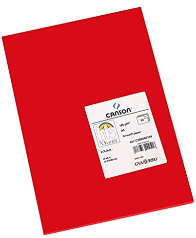 Canson 200040194 Iris Vivaldi glattes, farbiges Papier, A3, rot 15