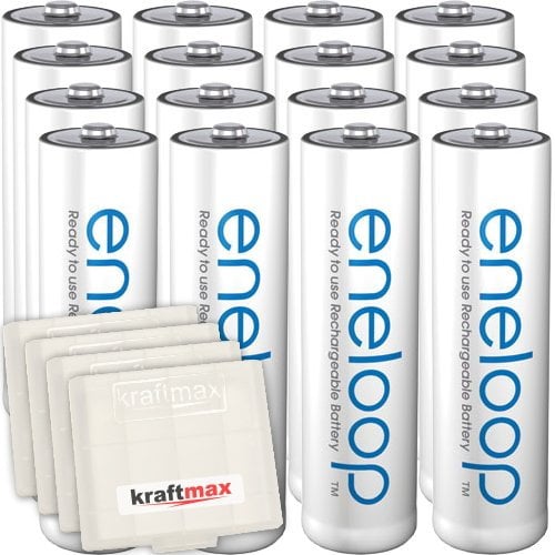16er Pack Panasonic Eneloop AA/Mignon Akkus - Neueste Generation - Hochleistungs Akku Batterien in Kraftmax Akkuboxen V5