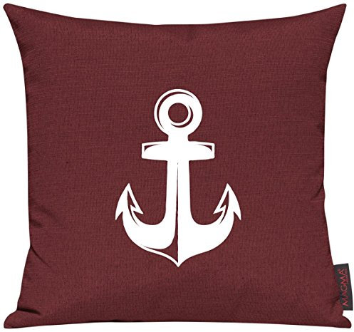 Kissenhülle Kissenbezug Sofakissen Sailing Anker Motive Maritim Urlaub Wasser See, Größe 40 x 40cm, Farbe rot