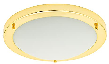 LITECRAFT Mari Ceiling Light Bathroom IP44 Rated Flush Fitting - (Brass, Large, 28 Watt)