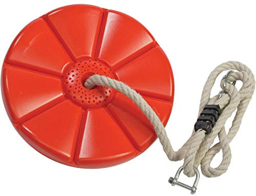 SOULET- Balançoire disque pour tyrolienne – Plastique moulé par extrusion-soufflage – Avec manille épaisse en acier galvanisé – corde en Chanvre Synthétique avec Soudures en PP noir – Ø 280 x 40 mm