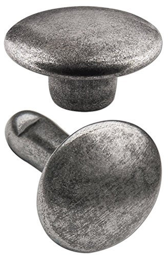 Hoppe & Masztalerz 100 Doppelkopf-Hohlnieten Ziernieten 2-teilig 9mm „9/10/2” aus Eisen (nickelfrei), Finish: Silver-antik