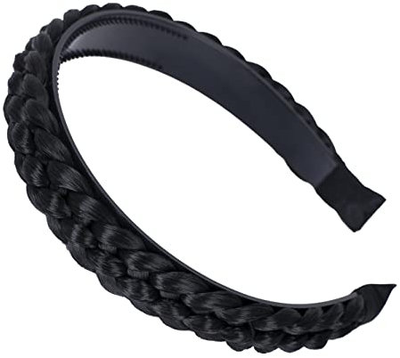 CAISHA Haarreifen Zopf Geflochten Haarteil Haarband Kopfschmuck Haarschmuck Schwarz HR1