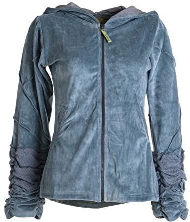 Vishes - Alternative Bekleidung - kuschelige Samtjacke mit extra großer Kapuze