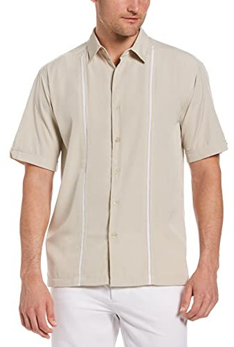 Cubavera Herren Short Sleeve Insert Panels with Pick Stitch Shirt Hemd, Silbernes Futter, XL