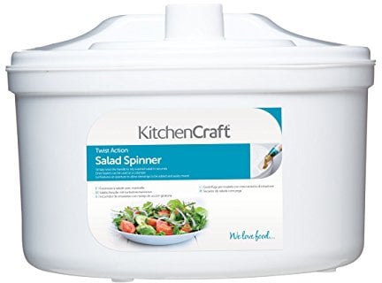 KitchenCraft Essoreuse à Salade avec Manivelle, Certifiée sans Bisphénol A (BPA), 22.5 cm - Blanc