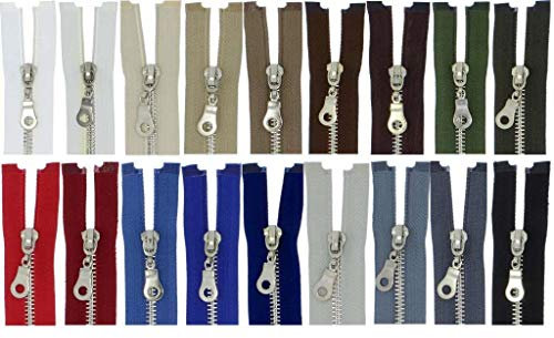 FIM SONDERLÄNGEN 61cm - 89cm Reißverschluss Metall Nr. 5 mittelgrob Silber Nickel Teilbar für Jacken, 1 - schwarz (322), 71cm
