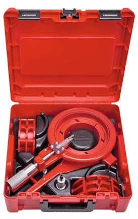 ROTHENBERGER ROCUT 160 Set Kunststoffscheren, Abstech-/Anfas-Systemwerkzeug, 110mm-125mm-160mm Arbeitsbereich Durchmesser | 55063 | Kunstoffschere, Schneiden von Rohren, Schere für Rohre