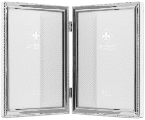 Lawrence Frames Verona Collection 5 x 7-Inch Metal Silver Hinged Double Picture Frame with Beads (11657D)