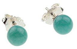 c-c Ohrstecker Edelstein NATUR Amazonit blau-grün-türkis / 6mm Durchm. -925er Silber-