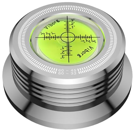 Viborg LP628S Record Weight Disc Stabilisator, Silber 60Hz Plattenspieler Level, 280G (10oz) HiFi 3 in 1 Vibrationssichere Vinylklemme mit Bubble Leveling (60Hz, Silber)