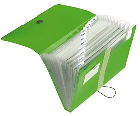 herlitz easy orga to go Fächermappe mit 12 dehnbaren Fächern, hellgrün