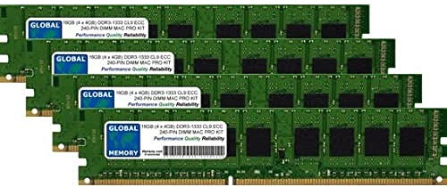 GLOBAL MEMORY RAM KIT (16 GB (4 x 4 GB) DDR3 1333 MHz PC3-10600 240-PIN ECC DIMM (UDIMM) für Apple Mac Pro (Mitte 2010-2012)