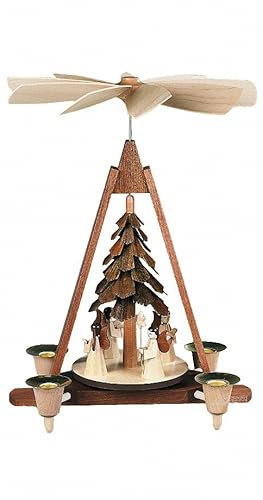 Müller Weihnachtspyramide Engel, 4 Figuren, 30 cm hoch, Natur, original Erzgebirge von Müller Seiffen MU 10312