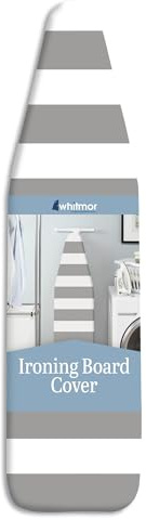 Whitmor Deluxe Ironing Board Cover and Pad, 100% Cotton Iron Board Replacement Cover with Heat-Resistant Surface, Fit for 54 L x 15 W Ironing Boards, (Ironing board not included) - Paloma Stripe