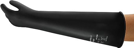 Ansell AlphaTec 87-108 Guantes Latex Impermeables, Guantes Trabajo Multiuso, Limpieza, Cocina, Químicos, Mecanico, Seguridad Hogar, Guantes Hombre Mujer, Guantes Negros, Talla L (1 Par)