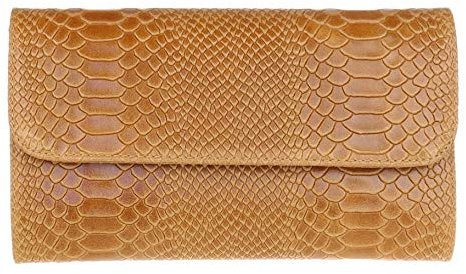 Girly Handbags Clutch aus Wildleder mit Schlangenmuster aus italienischem Leder Bräunen