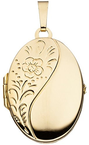 Jobo Damen-Medaillon aus 925 Sterling Silber vergoldet Oval zum Öffnen für 2 Fotos