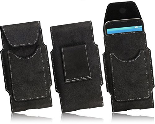 MATADOR Vertikal-Tasche Kompatibel iPhone 5 / 5S / 5C / 5 SE Handytasche Gürteltasche Crazy Black Magnetverschluss Gürtelschlaufe Kartenfach