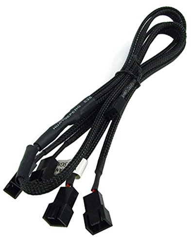 Phobya Y-Kabel 3Pin Molex auf 4X 3Pin Molex 60cm - Schwarz Kabel Lüfterkabel und Adapter