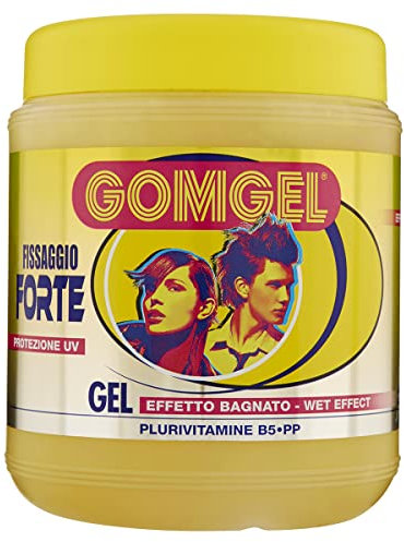 Gomgel Gel Capelli a Fissaggio Forte, Effetto Bagnato, Plurivitamine B5-pp, Protezione Uv - 1000 ML