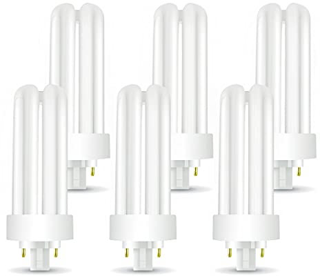 Circle (6 Pack PLT-26W 835, 4 Pin GX24q-3, 26 Watt Triple Tube, Compact Fluorescent Light Bulb,3500k Neutral White