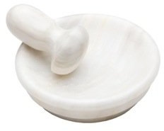 Flat Pestle and Mortar, Light or Dark Marble (17cm Diameter) (Light, Medium)