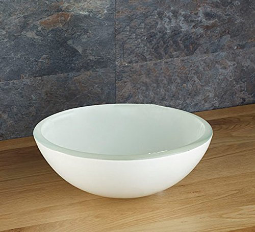Clickbasin Small Above Counter White Glass Round Bathroom Bowl 280mm Savona