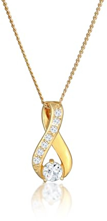 Elli PREMIUM Halskette Damen mit Anhänger Infinity mit Topas und Zirkonia in 585 Gelbgold 45 cm lang