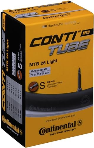 Continental 181681 Schlauch MTB 26 Light SV 42 Fahrradschlauch, Schwarz, one Size