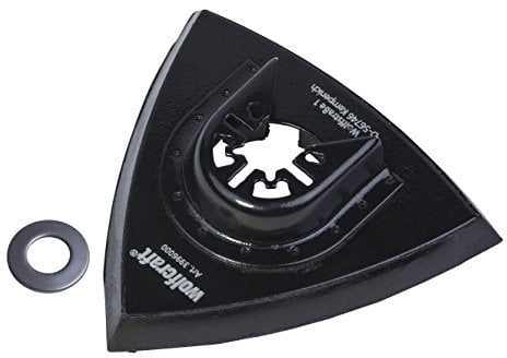 Wolfcraft Dreieckschleifer Schleifplatte 95 mm mit Klettgewebe für schnellen Schleifpapierwechsel hochwertige Heimwerker-Innovation