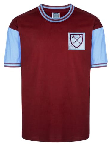 Score Draw West Ham United 1966 No 6 Retro Football Shirt Claret/Sky XX-Large Cotton