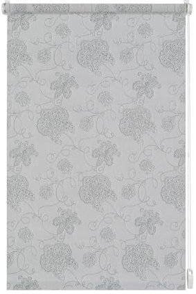 GARDINIA EASYFIX Tenda a rullo con fantasia, Fissaggio a incastro o con adesivo, Tenda da giorno, Opaca, Incl. materiale di montaggio, Ricamato, Grigio, 60 x 150 cm (LxH)