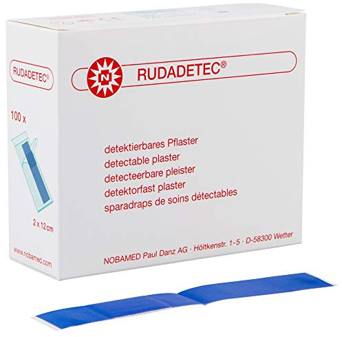 100 x RUDADETEC detektierbare Pflaster Blau, Größen:2 cm x 12 cm