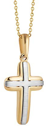 Zeitloses Kreuz-Anhänger Design In Feinem 333er Gold Zweifarbig Für Kinder