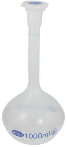 sourcingmap 1000ml Long Neck Clear White Plastic Volumetric Measuring Flask