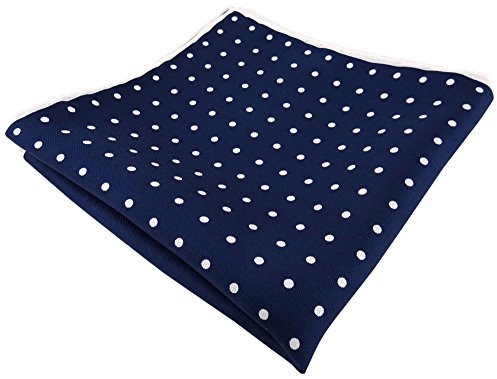 TigerTie Handrolliertes Seideneinstecktuch in dunkelblau silberweiss gepunktet - Einstecktuch 100% Seide Pochette Stecktuch Kavalierstuch