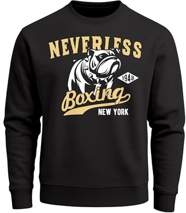Neverless Herren Sweatshirt Boxing Boxer Hund Dog Pullover Rundhalspullover für Männer