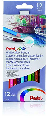 Pentel CB9-12U Bunstifte - wasserlöslich, 12 Farben, aus FSC-zertifiziertem Holz