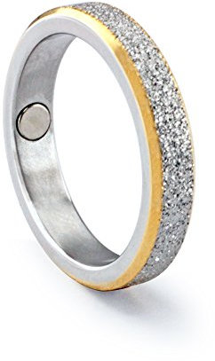 Eleganter Designer bicolor Magnetring 206 Diamantenstaub schmal Größe 16 bis 21 Energetix 4you Partnerring Ehering Verlobungsring